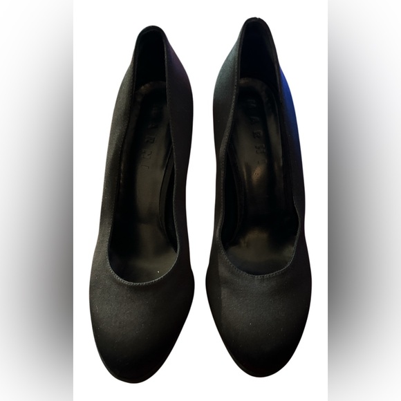 Marni Black Fabric Satin Pumps ~ Size 38.5 ~ High Block Platform Heels - Picture 3 of 14